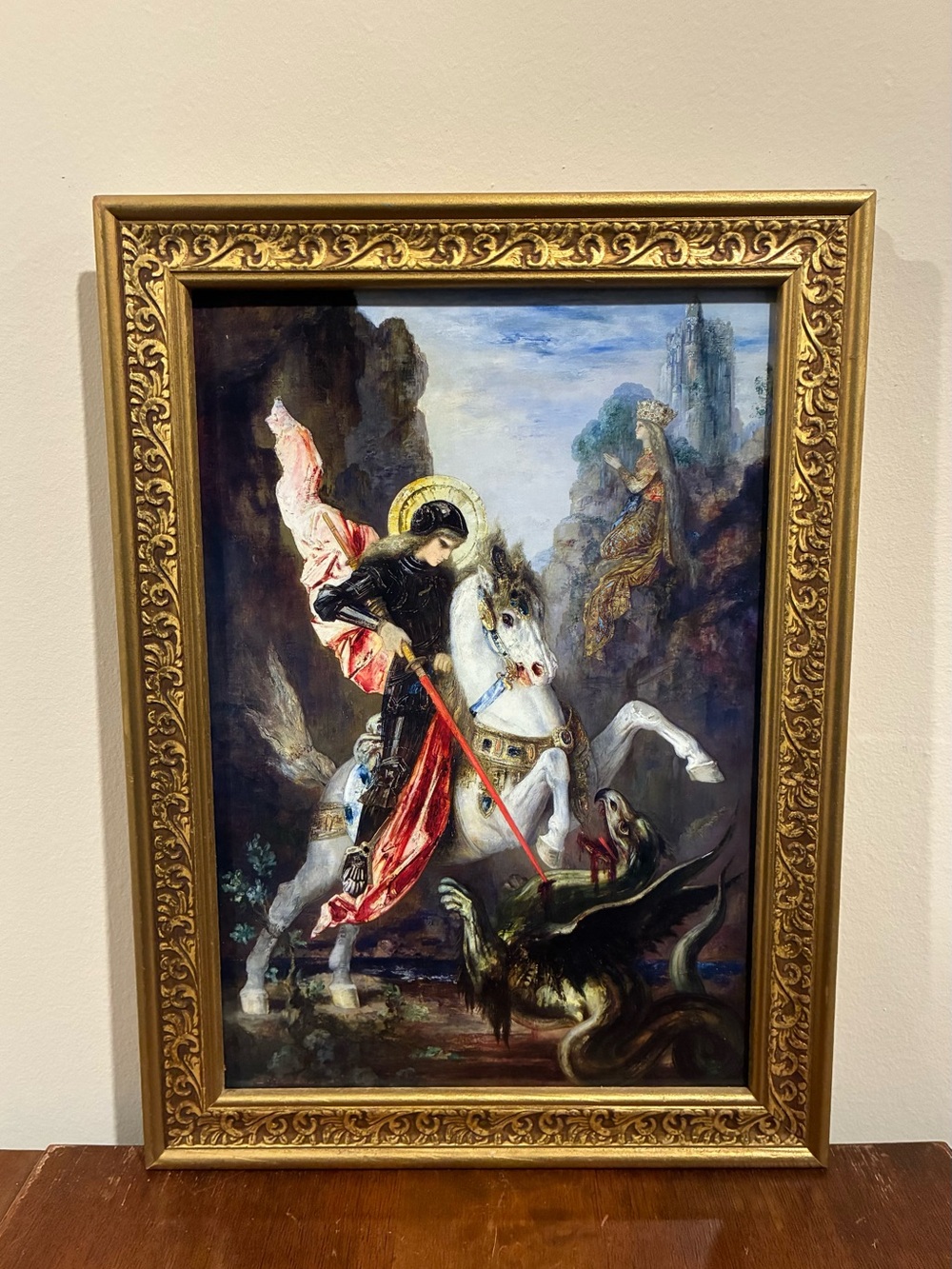 Saint George and the Dragon Ornate Framed Print 11x15 Gustave Moreau Wall Art